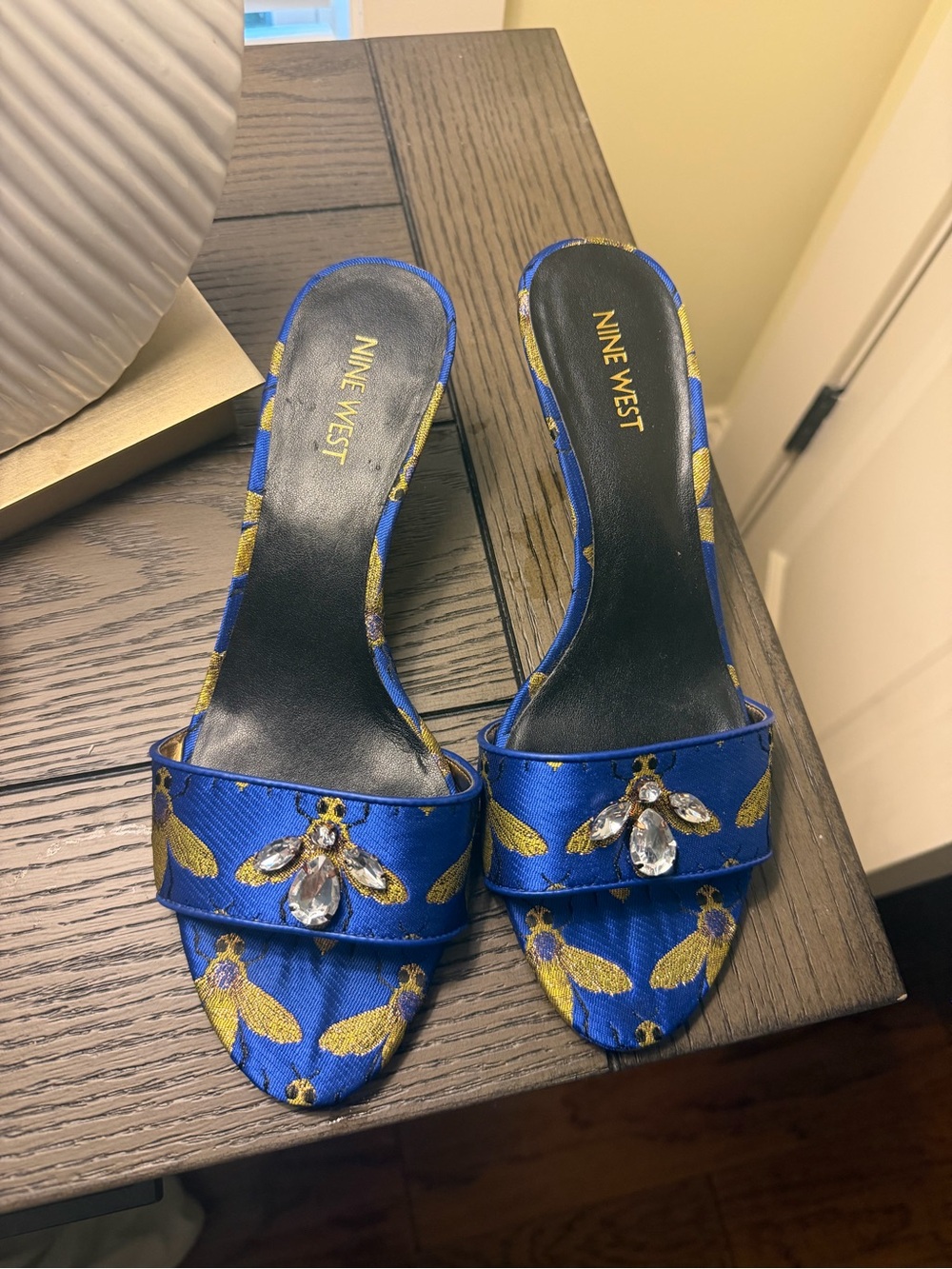 Nine West Royal Blue Embellished Slide Mules
